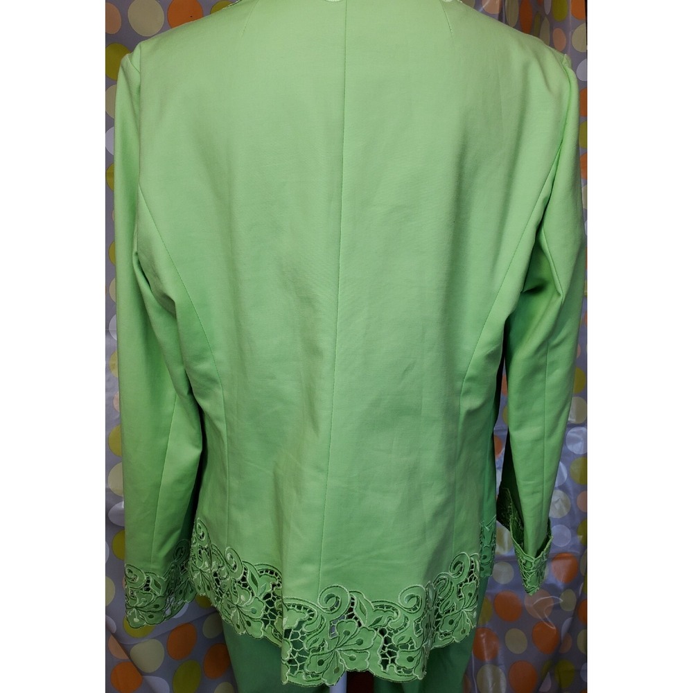 Lime Green Pant Suit With Embroid Trim. Stunning! Women's M, Wedding - Picture 6 of 10